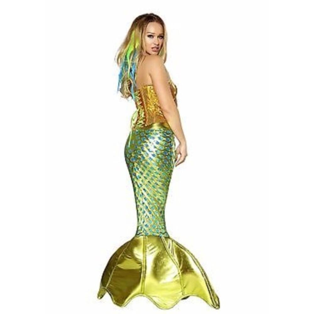 NEW Roma Green Mermaid Tail Skirt Costume w/ Blue‎ Sequins & Back Zip Small - Picture 8 of 10